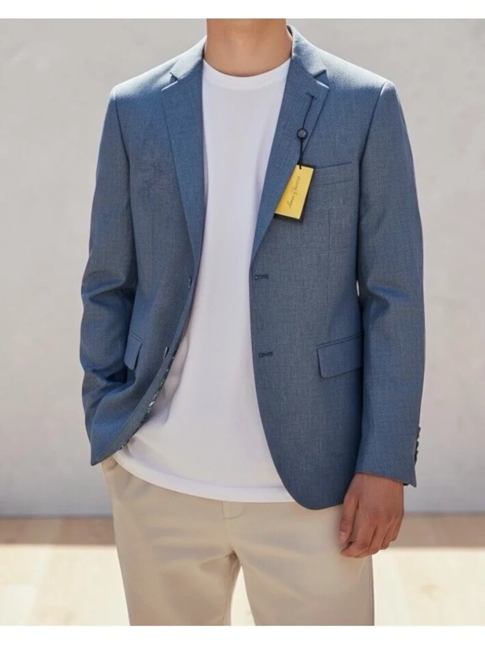 Alan Flusser Size L NWT Blue Sports Coat Blazer Lined Pockets Single Breasted